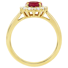 3 Ct Oval Cut Red Ruby And Round Natural Earth Mined Diamond Ring Yellow Gold Jewellery