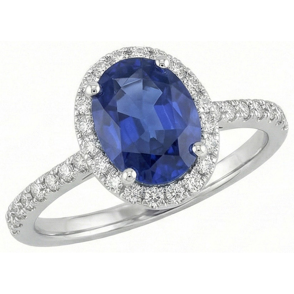 3 Ct Oval Sri Lankan Sapphire Natural Earth Mined DIAMOND ( NOT LAB GROWN ) Ring Solid Gold 14K