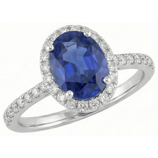 3 Ct Oval Sri Lankan Sapphire Natural Earth Mined DIAMOND ( NOT LAB GROWN ) Ring Solid Gold 14K