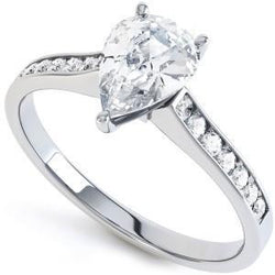 3 Ct Pear And Round Cut Natural Sparkling Diamonds Wedding Ring