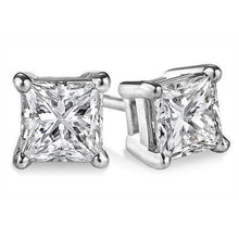 3 Ct Princess Cut Prong Set Natural Diamond Stud Earring 14K White Gold