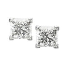 3 Ct Princess Cut Real Diamond Stud Earring 14K White Gold