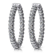 3 Ct Round Brilliant Cut Natural Diamonds Ladies Hoop Earrings