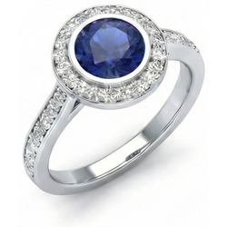 3 Ct Round Cut Ceylon Sapphire Natural Earth Mined DIAMOND ( NOT LAB GROWN )s Ring White Gold 14K