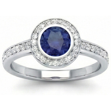 3 Ct Round Cut Ceylon Sapphire Natural Earth Mined DIAMOND ( NOT LAB GROWN )s Ring White Gold 14K