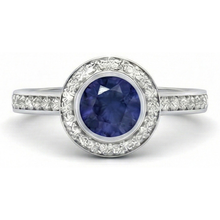 3 Ct Round Cut Ceylon Sapphire Natural Earth Mined DIAMOND ( NOT LAB GROWN )s Ring White Gold 14K