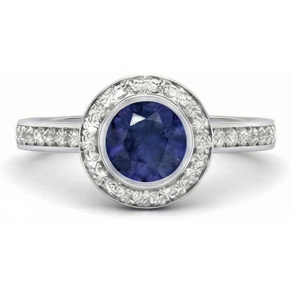 3 Ct Round Cut Ceylon Sapphire Natural Earth Mined DIAMOND ( NOT LAB GROWN )s Ring White Gold 14K