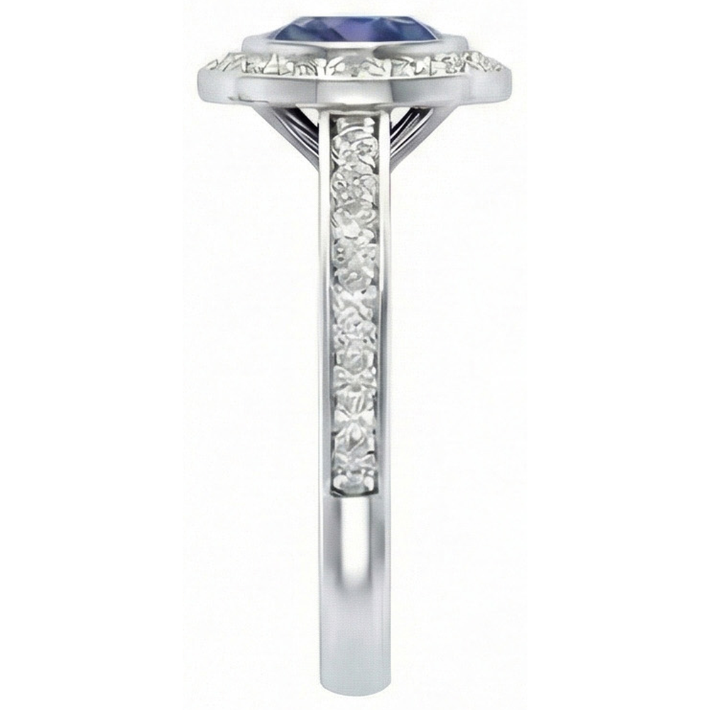 3 Ct Round Cut Ceylon Sapphire Natural Earth Mined DIAMOND ( NOT LAB GROWN )s Ring White Gold 14K