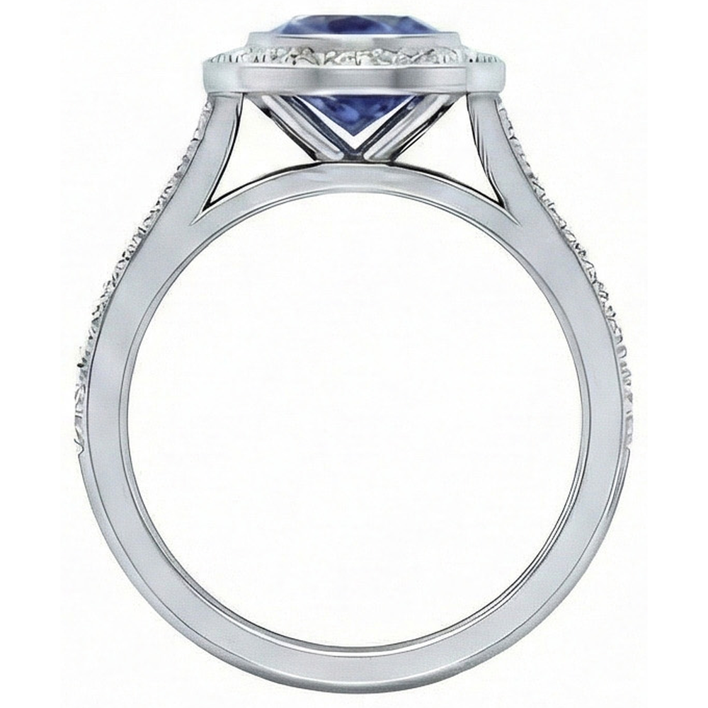 3 Ct Round Cut Ceylon Sapphire Natural Earth Mined DIAMOND ( NOT LAB GROWN )s Ring White Gold 14K