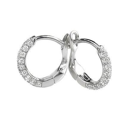 3 Ct Round Cut Real Diamond Hoop Earring 14K White Gold