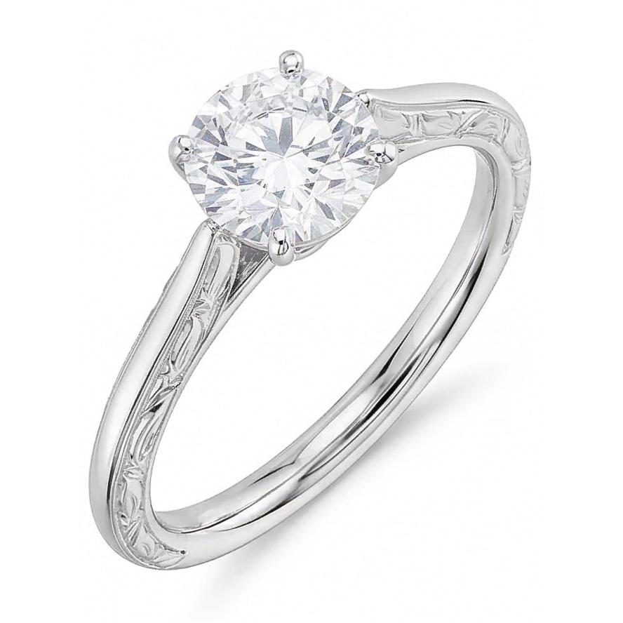 3 Ct Round Cut Solitaire Natural Earth Mined Diamond Antique Style Wedding Ring