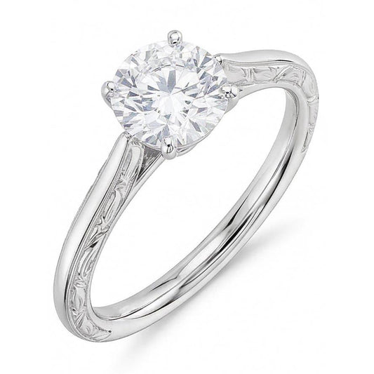 3 Ct Round Cut Solitaire Natural Earth Mined Diamond Antique Style Wedding Ring