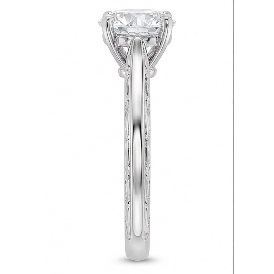 3 Ct Round Cut Solitaire Natural Earth Mined Diamond Antique Style Wedding Ring