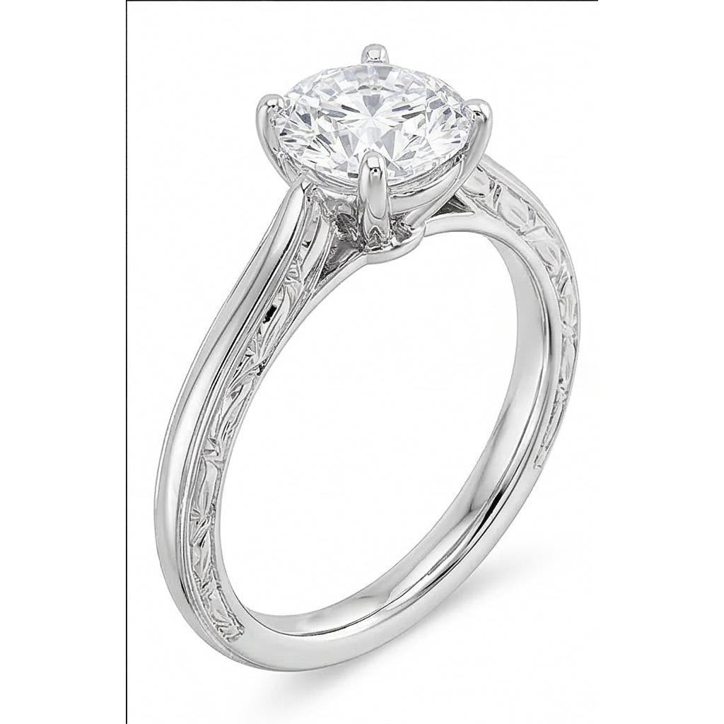 3 Ct Round Cut Solitaire Natural Earth Mined Diamond Antique Style Wedding Ring