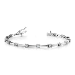 3 Ct Round Prong Setting Real Diamond Lady Tennis Bracelet White Gold