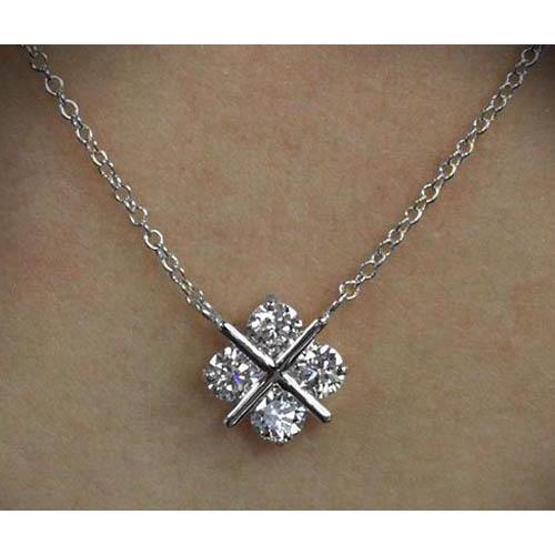 3 Ct Round Real Diamond Cross Style Lady Necklace Pendant White Gold 14K