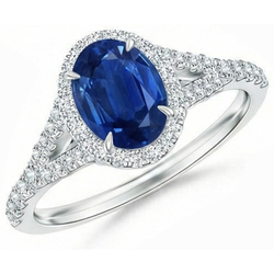 3 Ct Sapphire And Natural Earth Mined DIAMOND ( NOT LAB GROWN )s Ring White Gold 14K Prong Set
