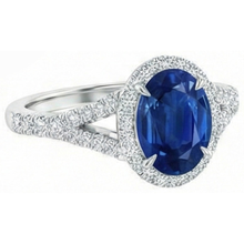 3 Ct Sapphire And Natural Earth Mined DIAMOND ( NOT LAB GROWN )s Ring White Gold 14K Prong Set
