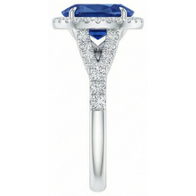 3 Ct Sapphire And Natural Earth Mined DIAMOND ( NOT LAB GROWN )s Ring White Gold 14K Prong Set