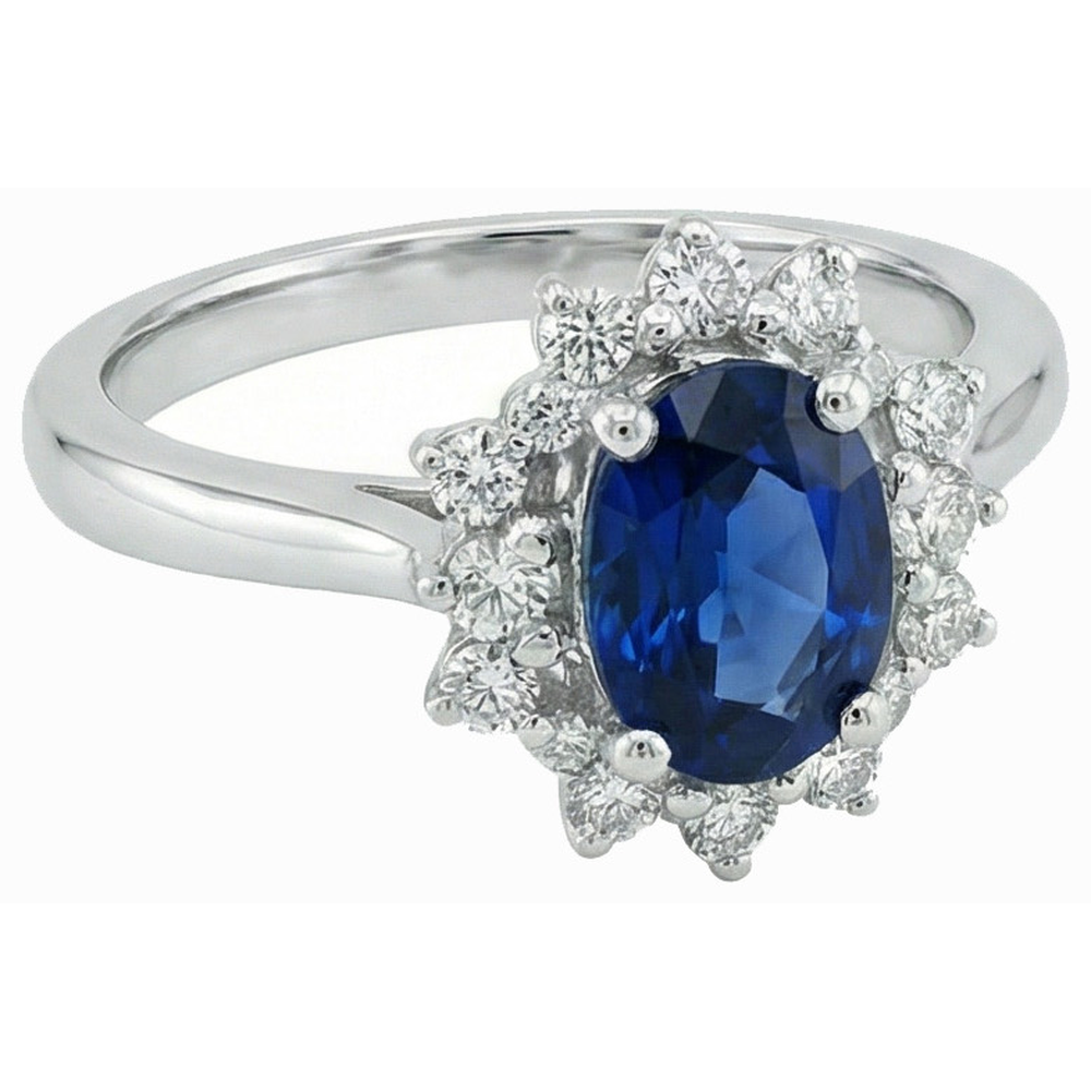 3 Ct Sri Lankan Sapphire With Natural Earth Mined DIAMOND ( NOT LAB GROWN )s Ring White Gold 14K