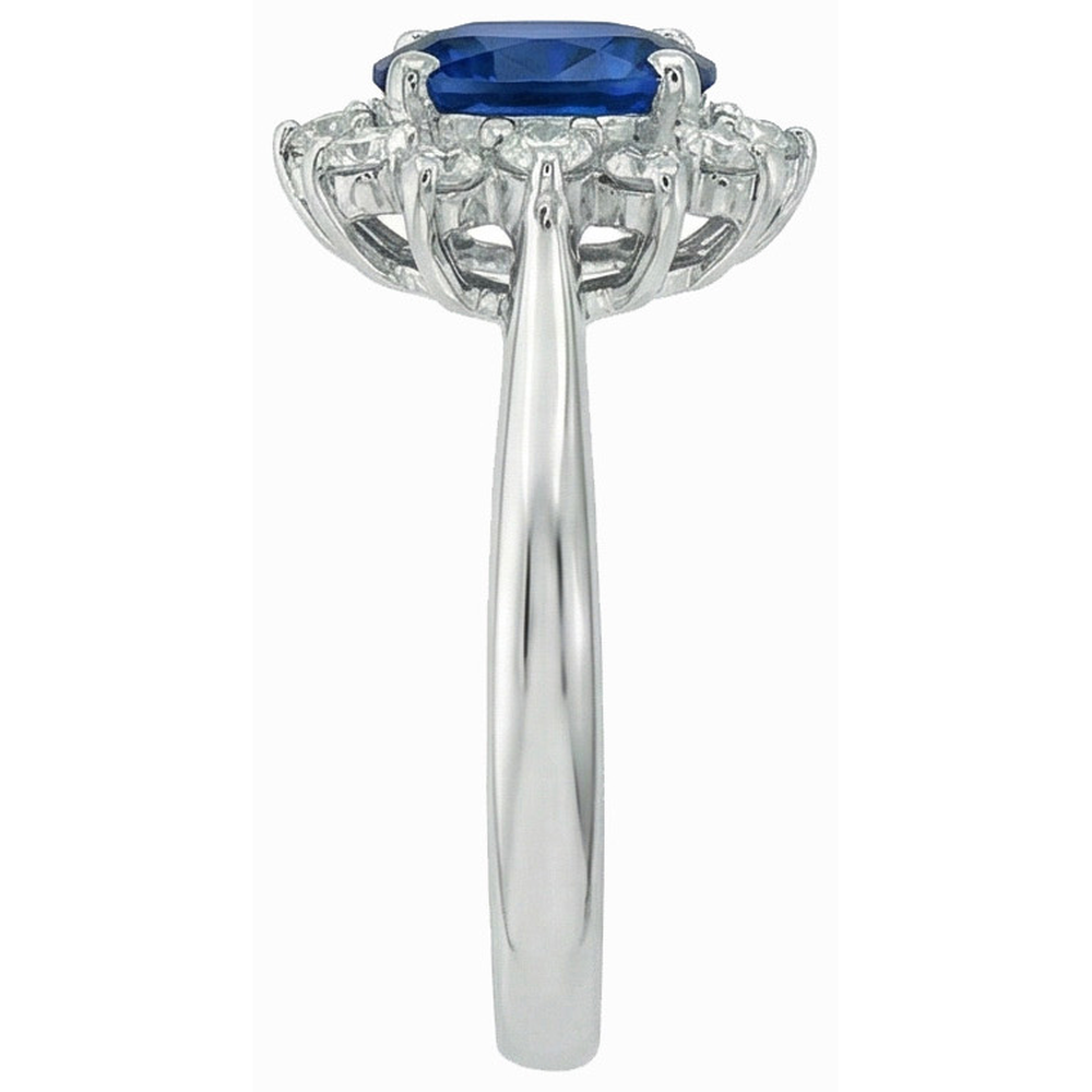3 Ct Sri Lankan Sapphire With Natural Earth Mined DIAMOND ( NOT LAB GROWN )s Ring White Gold 14K
