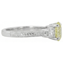 3 Ct Three Stone Yellow Sapphire And Natural Earth Mined DIAMOND ( NOT LAB GROWN )s Ring 14K White Gold