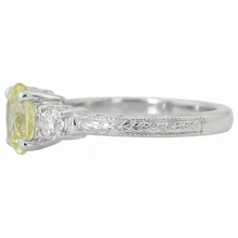 3 Ct Three Stone Yellow Sapphire And Natural Earth Mined DIAMOND ( NOT LAB GROWN )s Ring 14K White Gold