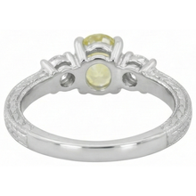 3 Ct Three Stone Yellow Sapphire And Natural Earth Mined DIAMOND ( NOT LAB GROWN )s Ring 14K White Gold