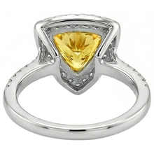 3 Ct Trillion Cut Yellow Sapphire And Round Natural Earth Mined Diamonds Ring White Gold