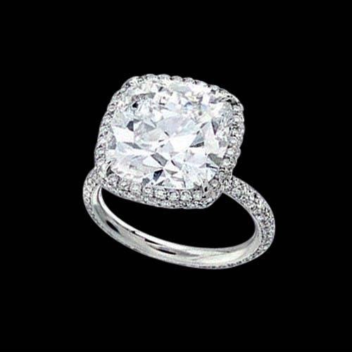 3 Ct. Cushion & Round Real Natural Earth Mined Diamonds Halo Engagement Ring New
