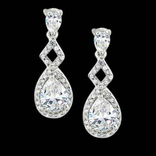 3 Ct. Genuine Pear Diamonds Hanging Style Chandelier Earrings White Gold 14K