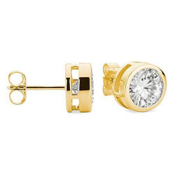 3 Ct. Round Cut Natural Diamond Women Studs Earrings Yellow Gold