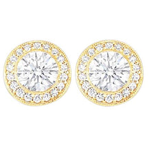 3 Ct. Round Genuine Diamond Halo Stud Earring Gold Yellow New