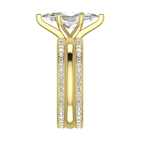 3 Piece Wedding Ring Set 3.50 Carats Natural Marquise Cut Yellow Gold