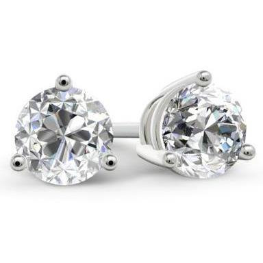 3 Prong Set Brilliant Cut 5.50 Ct Real Diamonds Studs Earrings White Gold