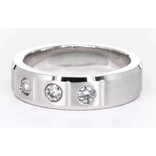 3 Round Gypsy Real Diamonds Anniversary Band White Gold 14K 0.75 Carats
