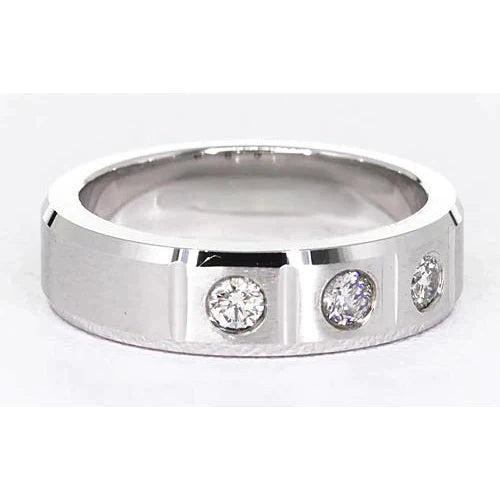 3 Round Gypsy Real Diamonds Anniversary Band White Gold 14K 0.75 Carats