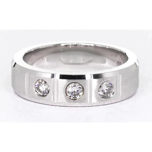3 Round Gypsy Real Diamonds Anniversary Band White Gold 14K 0.75 Carats