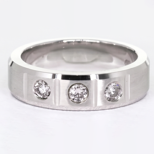 3 Round Gypsy Real Natural Earth Mined Diamonds Anniversary Band White Gold 14K 0.75 Carats