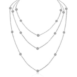 3 Row Layered Real Diamond Necklace