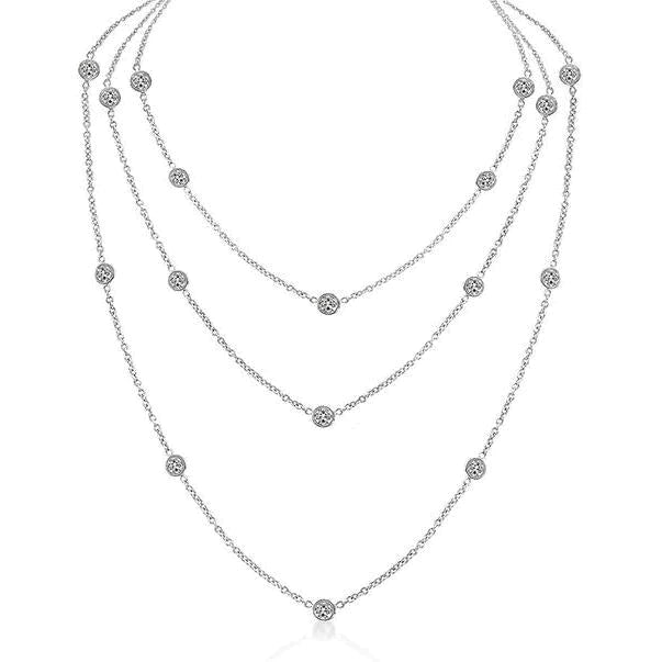 3 Row Layered Real Diamond Necklace