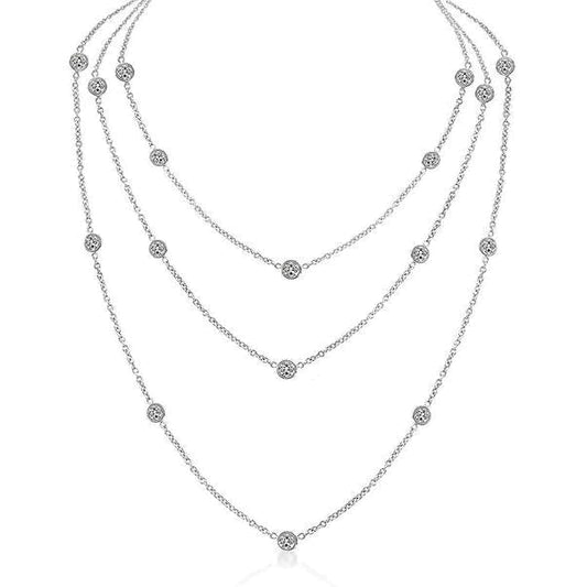 3 Row Layered Real Diamond Necklace