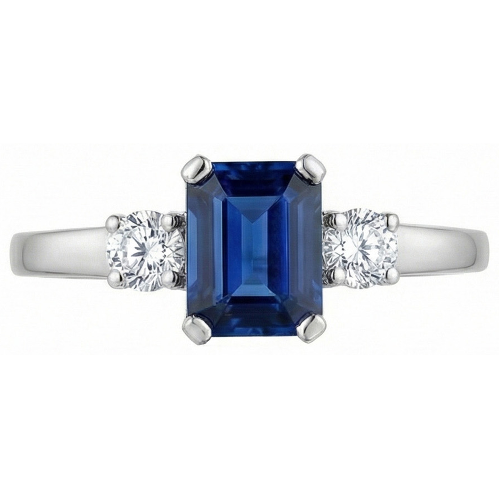 natural round sapphire 2.50ct ring close up detail
