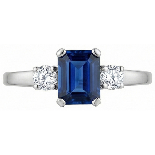 natural round sapphire 2.50ct ring close up detail
