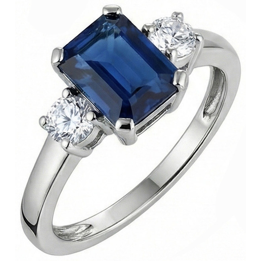 natural round sapphire 2.50ct ring front view