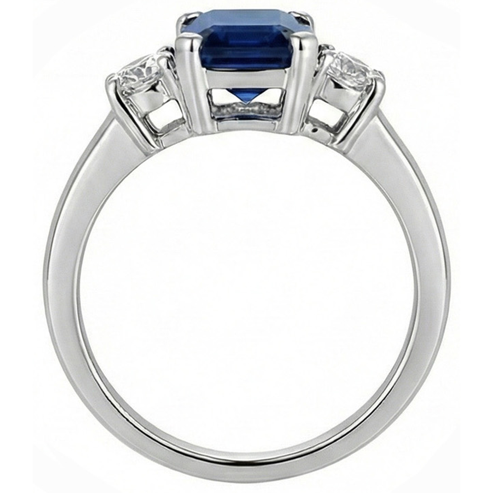natural round sapphire 2.50ct ring profile view