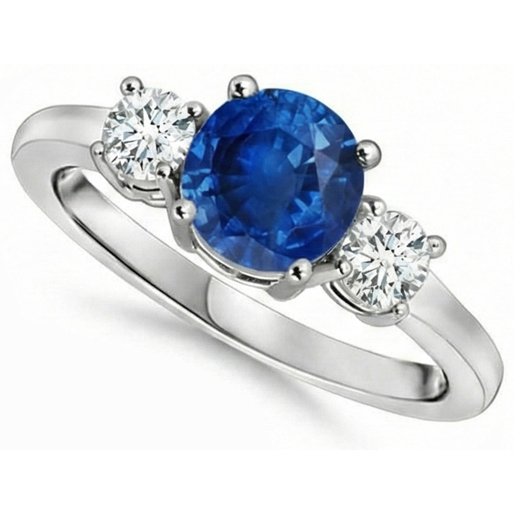 natural round sapphire 2.70ct ring top view