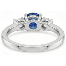 natural round sapphire 2.70ct ring on white background