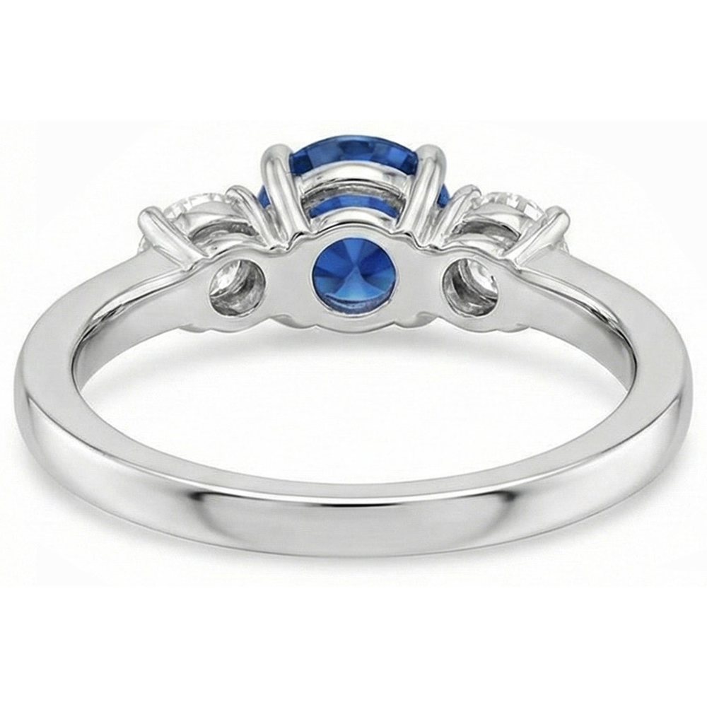 natural round sapphire 2.70ct ring on white background