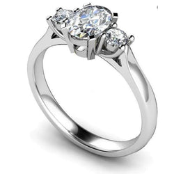 3 Stone 2.70 Ct Sparkling Real Diamonds Anniversary Ring White Gold 14K